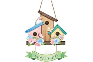 CHDITB Frühling Willkommensschild Haustür, Vogel Blulmen Frühling Holz Schild Plaque für Tür (29x20x0,5 cm), Herzlich Willkommen Schild Frühling Deko für Haus Bauernhaus, Willkommen Schild