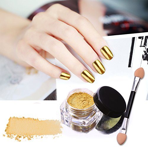 VALUE MAKERS® Pigmente/Glitzerpuder mit Chrom-Effekt für die Nägel, metallisches Finish, 3 verschiedene Farben inklusive Schwamm-Applikator, je 2g - 6