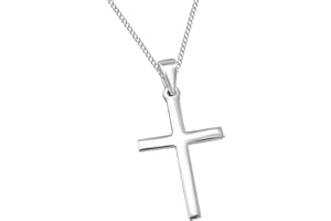 GOLDENE HUFEISEN Colgante de cruz con cadena de plata de ley 925 para niña, niño, niño, mujer, bautizo, comunión, confirmación