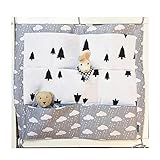 HENGSONG Kinderzimmer Mehrschichtige Beutel Organizer Baby-Bett Krippe Windeln Spielzeug Hängender Beutel Aufbewahrung Tasche 55*60CM (Grau) - 3
