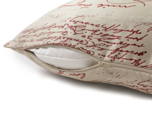 Neutex Kissenhülle Scriptum – Markenqualität von deko trends – moderne Wohndekoration in edlem Design erhältlich in 4 modernen Farbkombinationen, beige/rot - 6