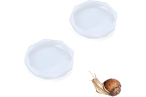 Pranovo 2 Pack Land Snail Water and Calcium Bowl - Silicone Pet Feeder Dish in White