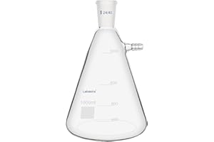 Labasics 1000 ml Filtering Flask with 24/40 Standard Taper Joint, High Borosilicate Glass Filter Flask, Bolt Neck with Tubulation, 9 mm Hose Interface