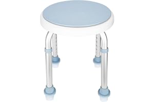 Sonnewelt Duschhocker Duschstuhl Belastung 136kg 360°Drehbar Badhockerund Höhenverstellbar 36-51 cm Anti-Rutsch-Füße Stabil badhocker für die dusche-Ohne Bohren