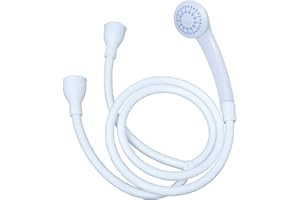SHABJY Blue Canyon Lunar Double Tap Shower Spray, Premium Bathroom Accessory, Push-on Shower Attachment for Round & Oval Taps, ~1.2 Metres White Hose (White)