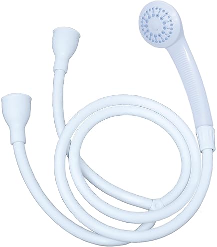 Single Tap Bath Sink Shower Head Hose Spray Hair Dresser Pet Push On Mixer 1.3m, Rubber Fitting (White