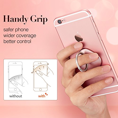 ESR  2 Unidades  Anillo para el M  vil con Soporte  Soporte para Tel  fono  Giratorio de 360    de Metal Soporte Anillo M  vil para iPhone 7  6s Plus 6  SE Samsung Galaxy  Xiaomi  Huawei  BQ  Negro  Oro Rosa 