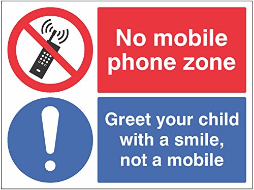 Caledonia Signs15470K Sign, No Mobile Phone Zone Greet Your Child With A Smile
