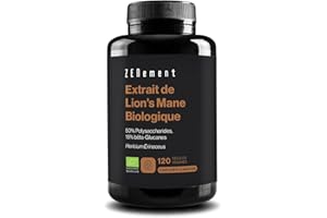 Extrait de Crinière de Lion Biologique 50% Polysaccharides et 15% Bêta-Glucanes – Hericium Erinaceus – Origine Naturelle et Végane – 4 Mois d’Approvisionnement – 120 Gélules Véganes – Zenement