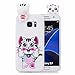 Produktbild Samsung Galaxy S7 Edge Hülle Case mit Panzerglas Schutzfolie MISSDU Silikon Handyhülle Kratzfest Gummi Schutzhülle Weich Stoßfest Hülle Case Ultra Slim Hülle, Weiße, süße Katze