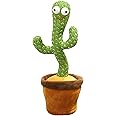 Negi Dancing Cactus,Cactus Plush Toy with Led Lights&Chargeable, Wriggle Singing Recording Repeats What You Say Funny Educational Toy for Boys&Girls
