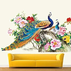 StickMe Bamboo Flowers, Birds Wall, Window Sticker Standard, Multicolour