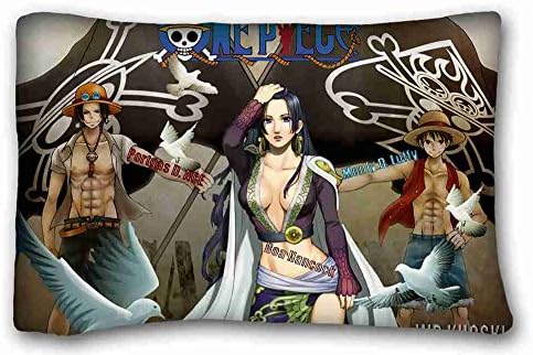 Custom Cotton &amp; Polyester Soft ( Anime One Piece ) Pillowcase Cushion Cover Design Standard Size 20x30 inches One Sides suitable for Full-bed PC-Red-44951