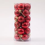 Ltopow- 24 Pcs Bolas de Árbol de Navidad Colgantes de la Decoración de la Navidad Ornamento de la Boda Ornamento del Navidad Bolas de Navidad Adorno para Árbol para Fiesta 4cm (Rojo)