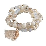 KnSam 3 Stücke Set Charm-Armband Beads Armbandanhänger Glasperlen Flügel Kugel Armreif Geschenk für Damen - Weiß