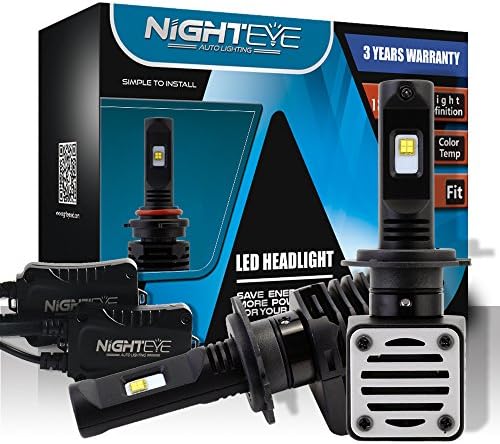 NIGHTEYE LED Headlight Bulbs - 6000K Cool White - 80W 12000LM - 3 Year Warranty , H7