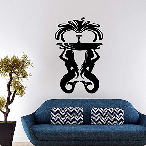 Preisvergleich Produktbild zlhcich Hübsche Meerjungfrau Brunnen Umweltschutz Vinyl Aufkleber Für Kinderzimmer DIY Dekoration Hintergrund Wandkunst Aufkleber