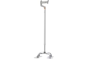 REMEDIA ONE - Bastone per Anziani Quadripode con Manico Chiuso e Impugnatura Anatomica - Bastone Anziani 4 Piedi in Alluminio con Puntali Antiscivolo