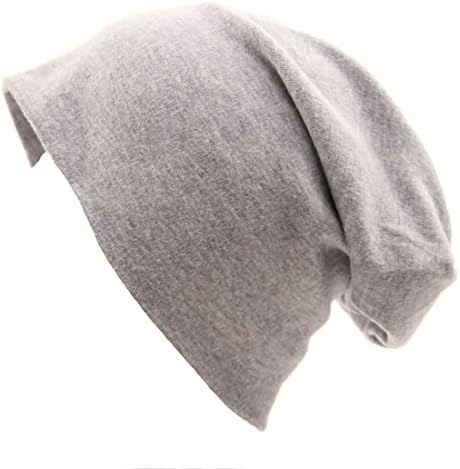 Genfien Men's Slouchy Skull Knitting Baggy Beanie Hat Cap Basic Classic Casual Stretchy Thermal Warm Solid Plain Colour Grey