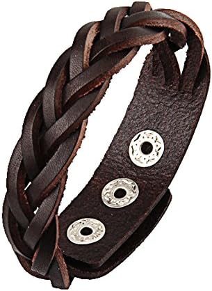 TIZIKJ Weaving Cowhide Couple Bracelets , coffee