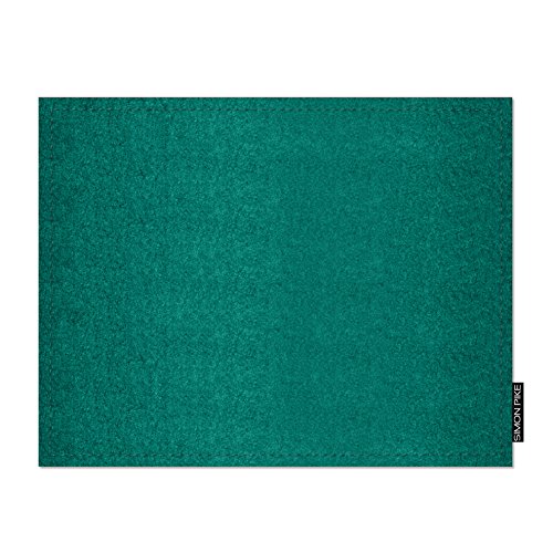 SIMON PIKE Mauspad „London“ 19 x 24 cm aus Filz und Kunstleder mit Logo, Leder: Schwarz, Filz: smaragd, doppelseitiges Mousepad mit einer schwarzen PU Leder Seite und einer farbigen Natur Wollfilz Seite und farblich abgestimmten Kontrastnähten - 3