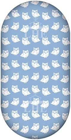 LHE Baby COT CRIB MOSES BASKET patterned fitted sheets size 38x80 40x90 120x60 140x70cm 100% cotton 47 DESIGNS (MOSES BASKET 38X80cm, 31-WHITE OWLS ON BLUE)