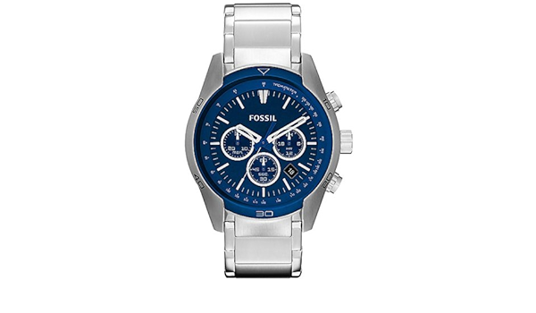 Fossil Men's Machine CH2841 Silver Stainless-Steel Quartz Watch with Blue  Dial : Amazon.co.uk: Watches