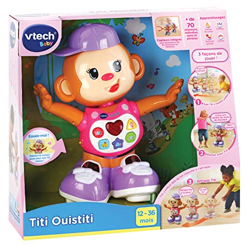 VTech- Titi Ouistiti - Jouet Bebe 12 mois - Singe Interactif - Développement de la Motricité - Rose (505955) – Image 4