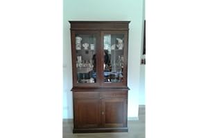 EsteaMobili - Mobile CREDENZA Legno 2 Ante con VETRINA Arte POVERA Colore Noce - FK-8Y0Q-JSQG