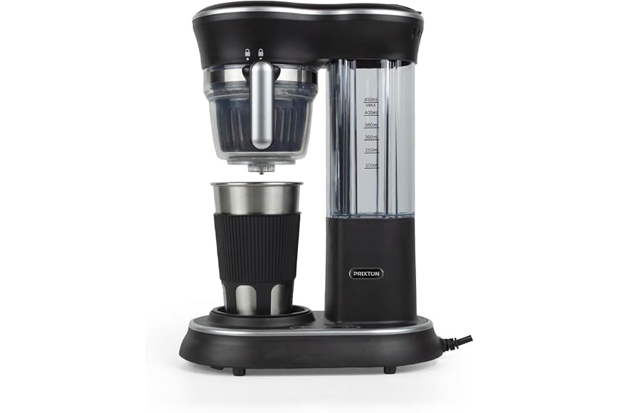 PRIXTON Capri-Kaffeemaschine mit Mahlwerk, Tropfsystem, Edelstahlbecher mit Deckel, 600 W (generalüb