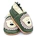 Soft Leather Baby Boy Shoes with Suede Soles by Dotty Fish - Olive Green Bear - 18-24 Months
