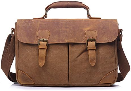 FZHLY Men's Shoulder Bag Cross Section Retro Briefcase,Camel