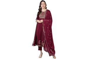Vaamsi Damen Baumwolle Solid Anarkali Kurta Hose mit Dupatta