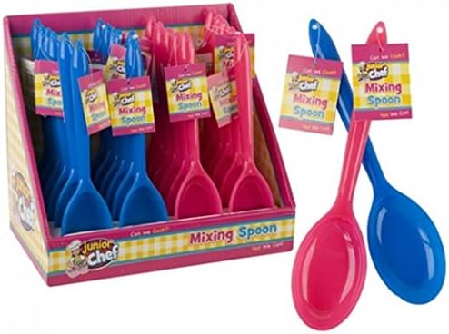 Childrens Plastic Mixing Spoon - Blue or Pink for Boys or Girls Kids Cooking and Baking