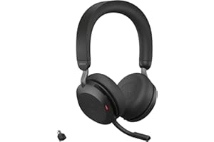 ‎JABRA Jabra Evolve2 75 Wireless PC Headset with 8-Microphone Technology - Dual Foam Stereo Headphones with Advanced Active Noise Cancellation, USB-C Bluetooth Adapter and MS Teams-compatibility - Black