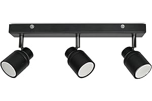 VALUELIGHTS 3 Way Bar Ceiling Spotlight Adjustable GU10 IP44 Rated Bathroom Lamp Spot Light - Matt Black + LED Bulbs 6500K Cool White