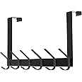 DOKU Over The Door Hook, Stainless Steel Heavy Duty Over Door Hanger Holder for Coat Robe Hat Clothe Towels Hanging, Bathroom Organizer Towel Rack 12 Hooks, Matte Black