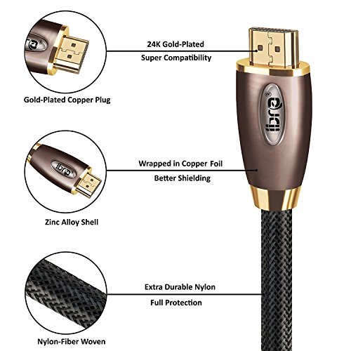 IBRA® PRO GOLD RED 10m HDMI Kabel HDMI 2.0 / 1.4a (Neuster Standard) Ultra HD 4K 3D PS4 Full HD 1080p 2160p ARC Highspeed mit Ethernet - 2