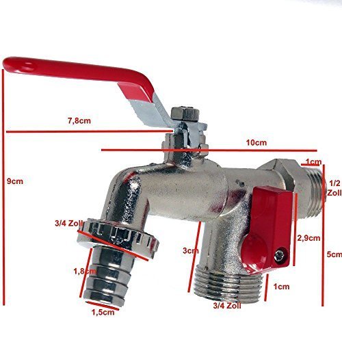 Doppelanschluss Auslaufventil Kugelhahn Auslaufkugelhahn Zapfhahn 1/2' (hahn1)