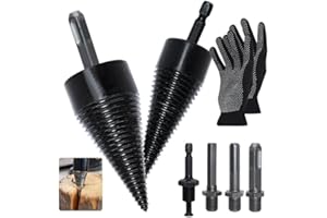 AIMEKE Set di spaccalegna da 42 mm + 32 mm, spaccalegna con 4 manici per trapano, spaccalegna per legna da ardere, cono per legno spaccalegna per trapano