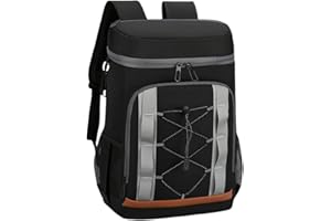 LANHUIYY Zaino isotermico da 30 litri, grande borsa per uomo e donna, ideale per picnic, barbecue, campeggio, escursioni, shopping (nero)