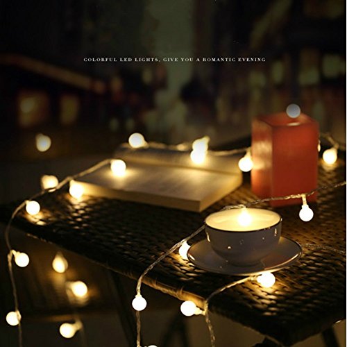 Vorally 10M 100er LED Lichterkette, Kugel Lichterkette warmweiß Innen/Aussen Sternen Lichterkette DC 31V EU-stecker Netzteil (Warmweiß) - 2