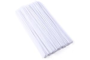 BICOOZZ Pfeifenreiniger Weiß 100 Stück, Pfeifenreiniger zum Basteln 30 cm x 6 mm, Pfeiffenputzerdraht Chenilledraht, Pfeifenputzer Biegeplüsch Basteldraht für DIY Art Craft Projekte, Dekoration