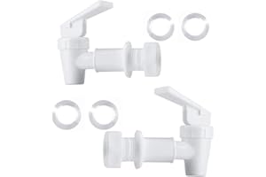 ETOMVOOP 2Pcs/4Pcs Replacement Cooler Faucet, Plastic Water Dispenser, Push Type Bottle Jug Reusable Spigot Spout Beverage Lever Pour Valve Water Crock Tap (White 2Pcs)