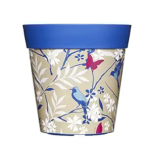 Sharpex Art Planters Geometric Decorative Design Pots, Plastic Rounded Pot For Garden, Elegant Shaped Flower Tree, Tapered Planters For Plants, Small Trees, 100% UV Resistant Paint, Indoor & Outdoor, Blue