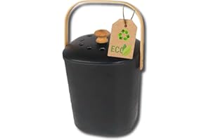 ORGANIZE FIRST Composteur Cuisine en Bambou/Poubelle Compost pour Cuisine/Bac pour Bio déchets inodore et Lavable/avec Couvercle et filtres Charbon/développement Durable