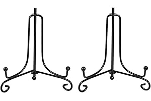 BOBOZHONG 2 Pack Supporto per Piatti in Ferro Nero, Portafoto Regolabile e Pieghevole, Stand Espositivo per Quadri, Libri, Arte e Decorazioni (7 Pollici) Stabile, Multiuso per Casa/Ufficio/Ristorante