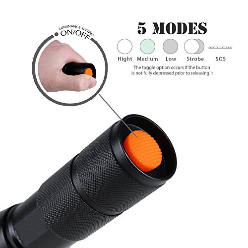 Cree XM-L T6 5 Modi 1000 Lumen LED-Taschenlampe zoombaren wasserdichte Taschenlampen - 4