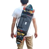 longboard skate tipos Tiene un bolsillo grande y otro bolsillo más pequeño que se ajusta a tu tabla con dos cintas ajustables, según la medida de tu monopatín. Correa ajustable y acolchada para el hombro.