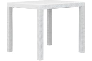 ‎VIDAXL vidaXL Gartentisch Weiß Kunststoff Rattan-Optik Balkontisch Terassentisch